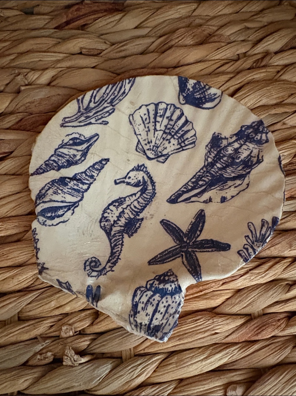 Coastal Blue Seahorse Shell Accent Dish
